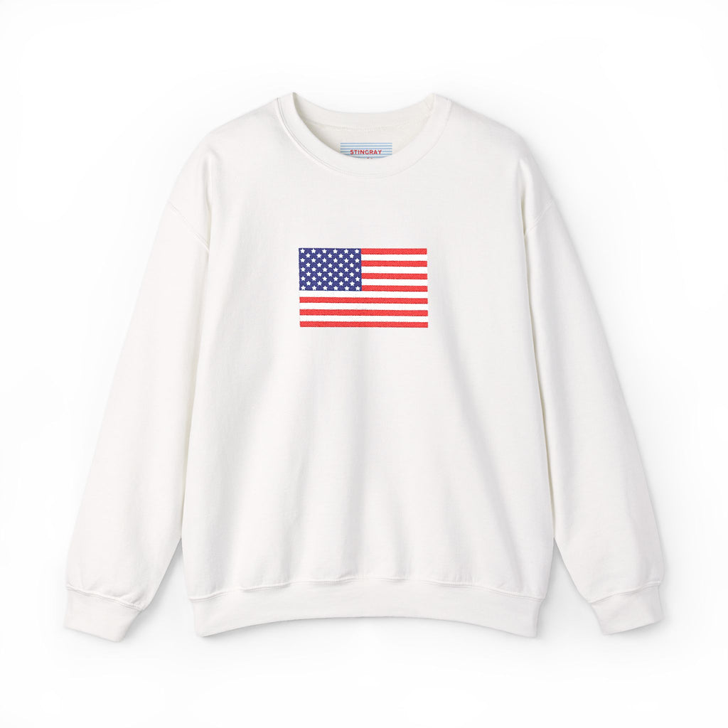 American Flag Embroidered Crewneck Sweatshirt