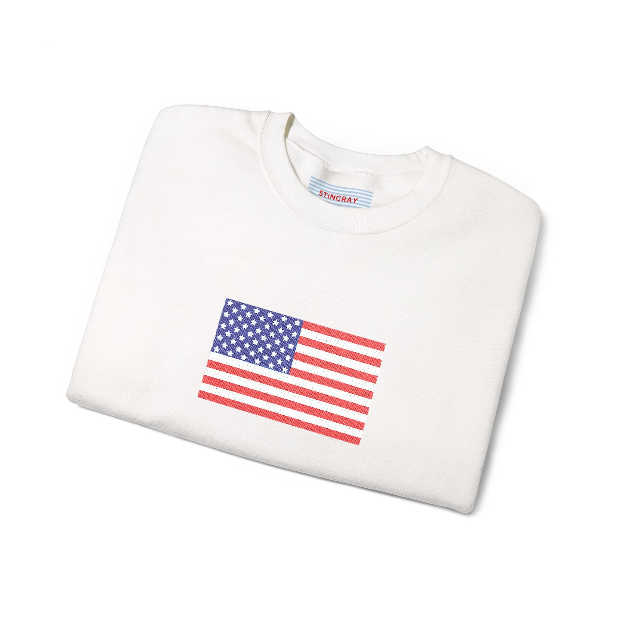 American Flag Embroidered Crewneck Sweatshirt